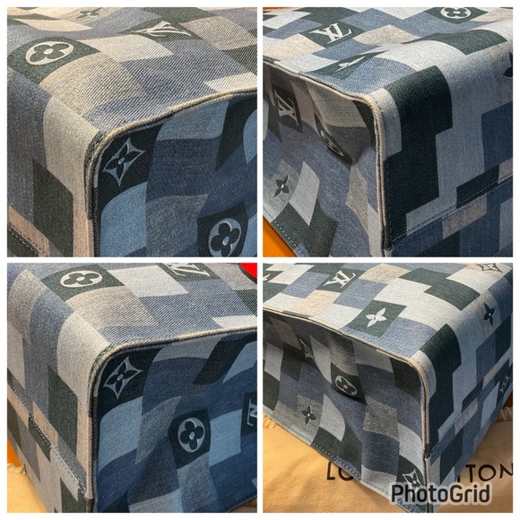 Authentic Louis Vuitton Limited Edition Denim Patchwork Rouge On The Go Tote GM - Picture 6 of 11